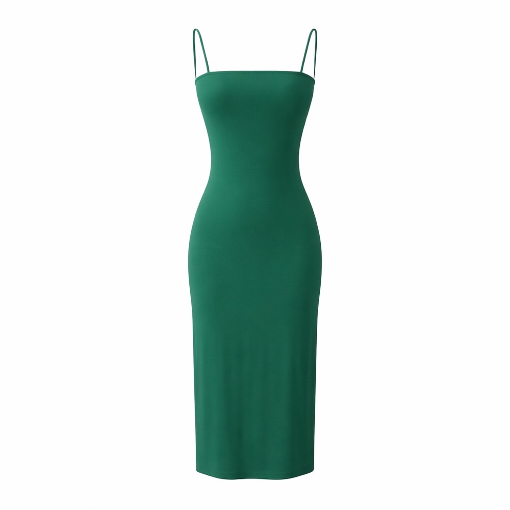 NWT Enza Costa WD-358 Strappy Side Slit Dress in Fern - Picture 4 of 14